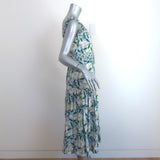 Agua by Agua Bendita Nispero Midi Dress Blue Gardenias Print Linen Size Medium