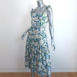 Agua by Agua Bendita Nispero Midi Dress Blue Gardenias Print Linen Size Medium