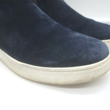 Prada Slip-On High Top Sneakers Navy Suede & Black Leather Size 7