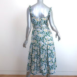 Agua by Agua Bendita Nispero Midi Dress Blue Gardenias Print Linen Size Medium