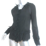 Rochas Jacket Black Lace-Trimmed Crepe Size 38