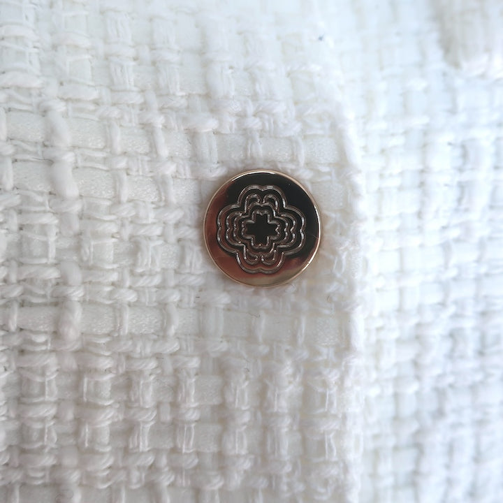 Maje Ralasila Tweed Button-Up Mini Dress Ecru Cotton-Blend Size 36 NEW