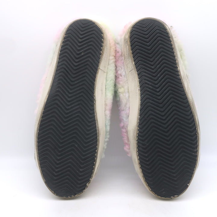 Golden Goose Superstar Sabot Glitter-Star Tie Dye Shearling Sneakers Size 40