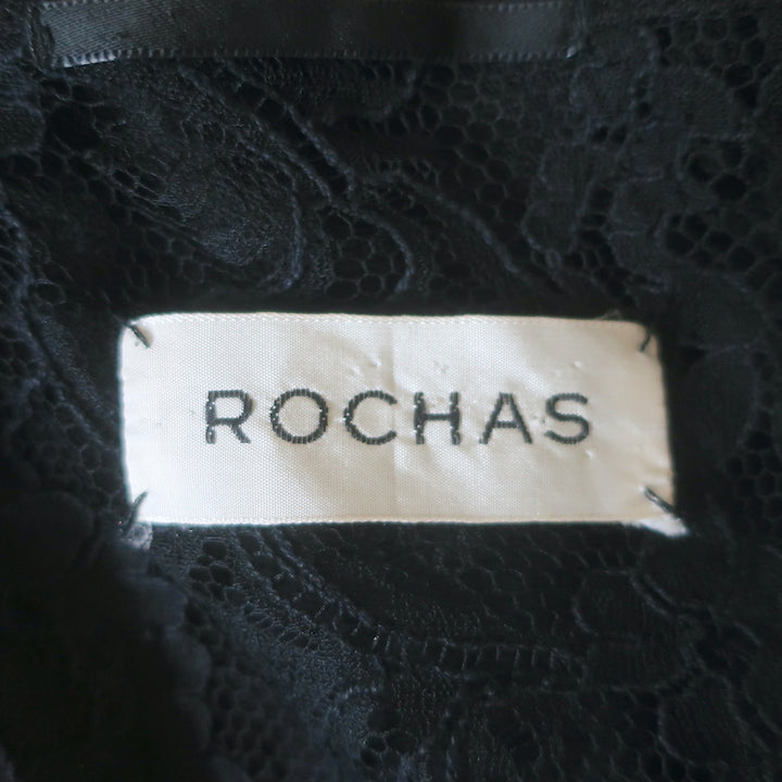 Rochas Jacket Black Lace-Trimmed Crepe Size 38