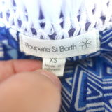 Poupette St Barth Sasha Fringed Mini Dress Blue Printed Viscose Size Extra Small