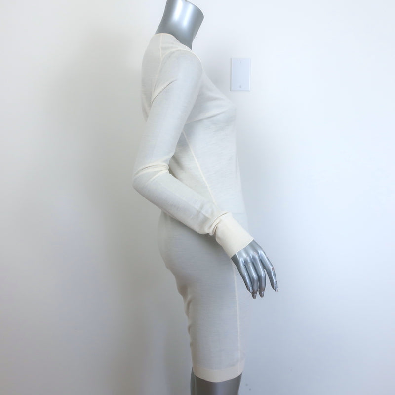 Chanel Crewneck Mini Sweater Dress Ivory Semi-Sheer Silk Knit Size 38