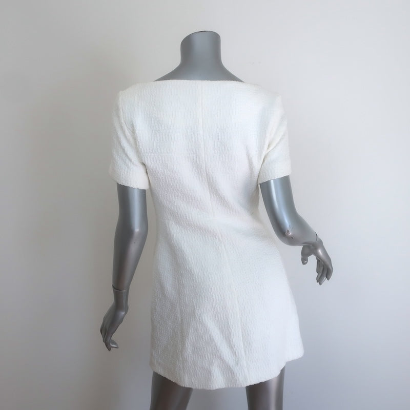 Maje Ralasila Tweed Button-Up Mini Dress Ecru Cotton-Blend Size 36 NEW