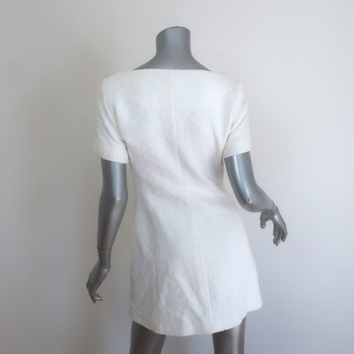 Maje Ralasila Tweed Button-Up Mini Dress Ecru Cotton-Blend Size 36 NEW