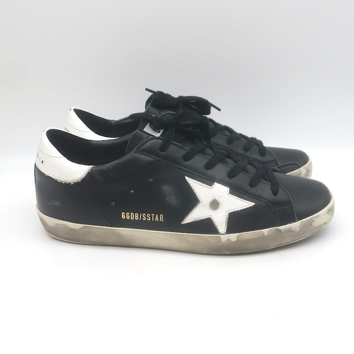Golden Goose Superstar Low Top Sneakers Black &amp; White Leather Size 40