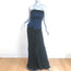 Roland Mouret Devey Strapless Peplum Gown Navy Satin & Black Crepe Size US 6