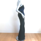 Roland Mouret Devey Strapless Peplum Gown Navy Satin & Black Crepe Size US 6