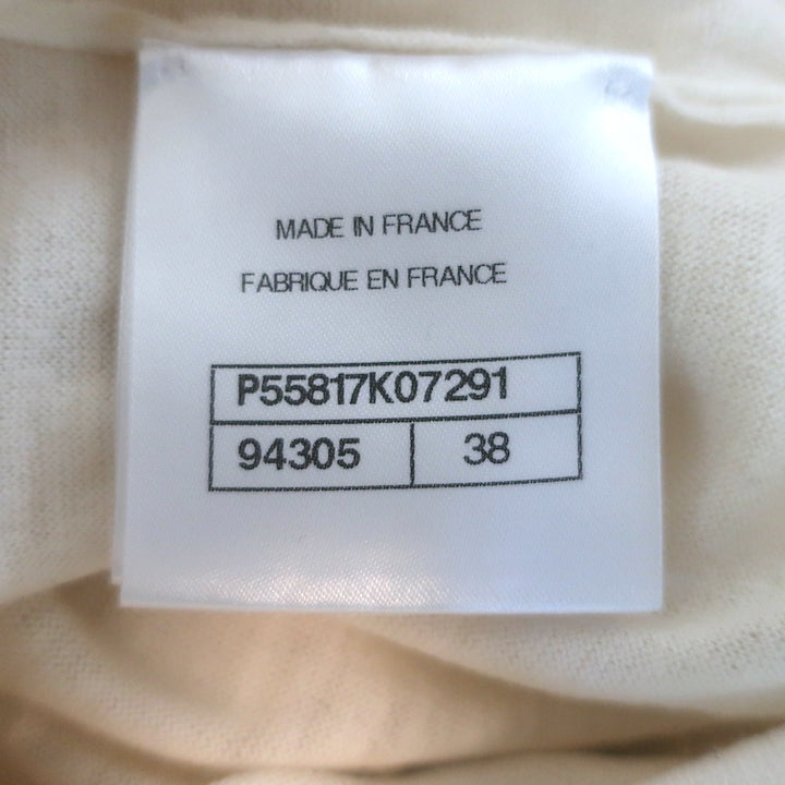 Chanel Crewneck Mini Sweater Dress Ivory Semi-Sheer Silk Knit Size 38