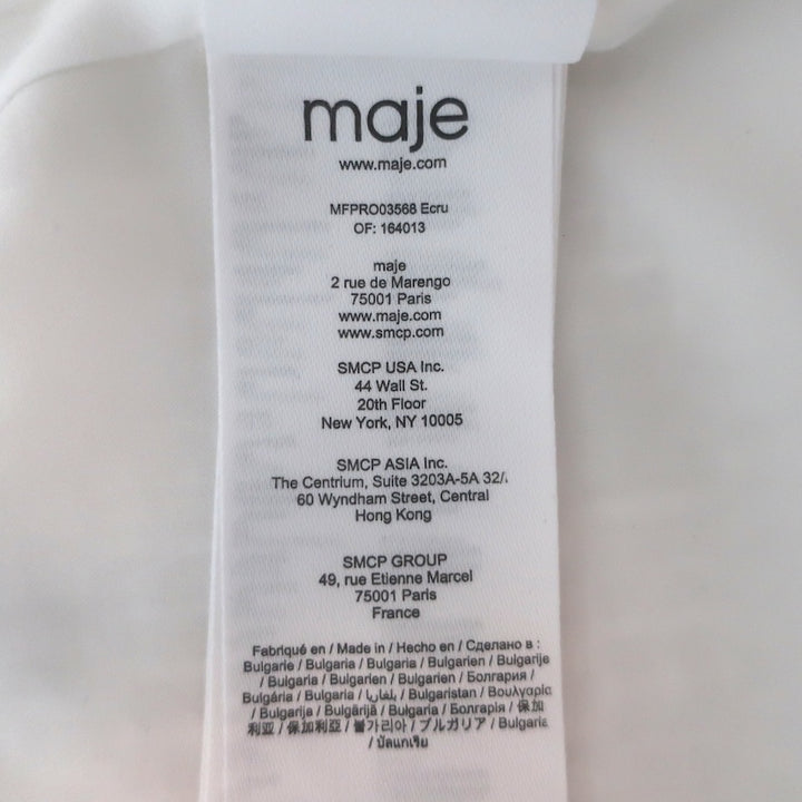Maje Ralasila Tweed Button-Up Mini Dress Ecru Cotton-Blend Size 36 NEW