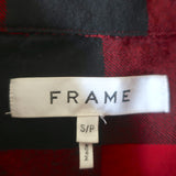 FRAME Ruffled Flannel Button Down Shirt Red Check Size Small Long Sleeve Top