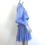 Zimmermann Long Sleeve Mini Wrap Dress Cornflower Silk Satin Size 0