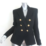 Balmain Double Breasted Blazer Black Virgin Wool Size 44