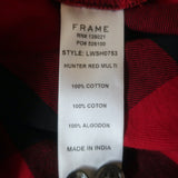 FRAME Ruffled Flannel Button Down Shirt Red Check Size Small Long Sleeve Top