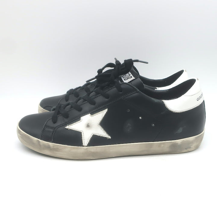Golden Goose Superstar Low Top Sneakers Black &amp; White Leather Size 40