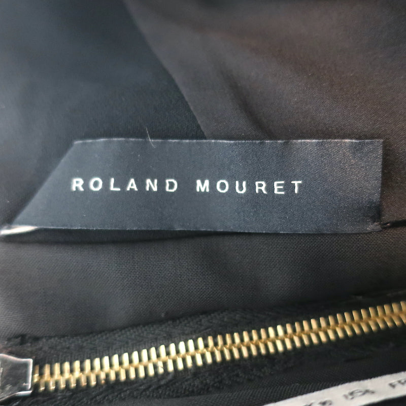Roland Mouret Devey Strapless Peplum Gown Navy Satin &amp; Black Crepe Size US 6