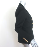 Balmain Double Breasted Blazer Black Virgin Wool Size 44