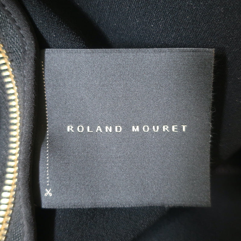 Roland Mouret Devey Strapless Peplum Gown Navy Satin &amp; Black Crepe Size US 6
