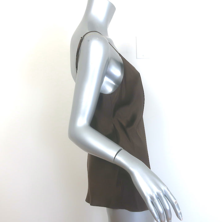Sablyn Gloria Bias Cut Camisole Brown Silk Charmeuse Size Large V-Neck Tank Top
