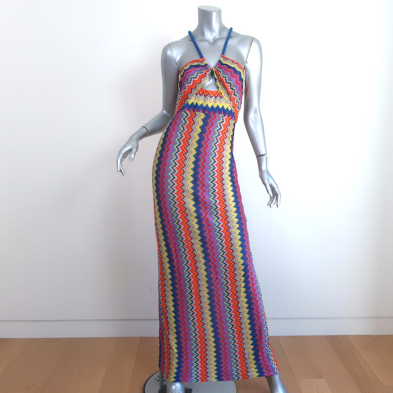 Alexis Cutout Maxi Dress Vedette Multicolor Zig Zag Knit Size Medium Celebrity Owned Alexis Cutout Maxi Dress Vedette Multicolor Zig Zag Knit Size Medium Celebrity Owned