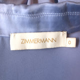 Zimmermann Long Sleeve Mini Wrap Dress Cornflower Silk Satin Size 0