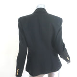 Balmain Double Breasted Blazer Black Virgin Wool Size 44