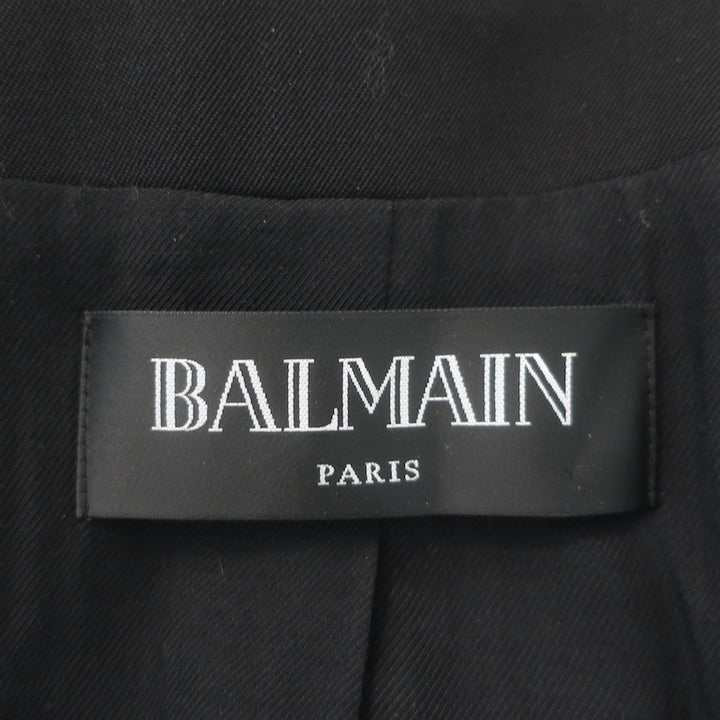 Balmain Double Breasted Blazer Black Virgin Wool Size 44