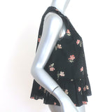 Ulla Johnson Cecile Ruffle Tank Top Black Floral Print Swiss Dot Cotton Size 2