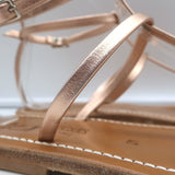 K. Jacques Gina Flat Gladiator Sandals Rose Gold Metallic Leather Size 40