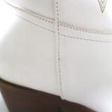 Partlow Abigail 55 Metallic-Embroidered Cowboy Boots White Leather Size 40.5 NEW