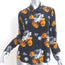 Theory Button Up Blouse Sunaya Navy Floral Print Silk Size Small Long Sleeve Top