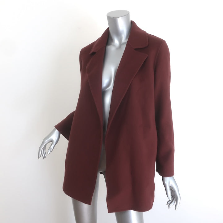 Theory Clairene Felted Wool-Cashmere Open-Front Coat Oxblood Size Small NEW