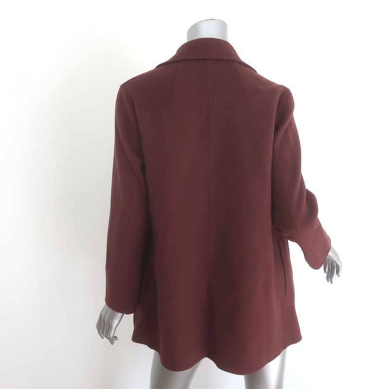 Theory Clairene Felted Wool-Cashmere Open-Front Coat Oxblood Size Small NEW