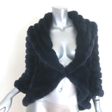 Neiman Marcus Cashmere & Rabbit Fur Draped Cape Jacket Navy Size Large