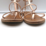K. Jacques Gina Flat Gladiator Sandals Rose Gold Metallic Leather Size 40