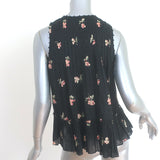 Ulla Johnson Cecile Ruffle Tank Top Black Floral Print Swiss Dot Cotton Size 2