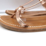 K. Jacques Gina Flat Gladiator Sandals Rose Gold Metallic Leather Size 40