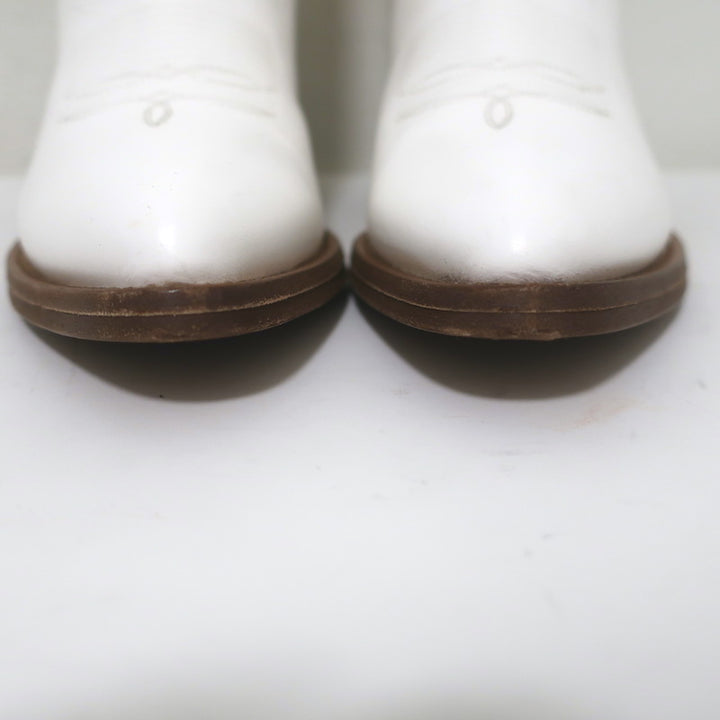 Partlow Abigail 55 Metallic-Embroidered Cowboy Boots White Leather Size 40.5 NEW