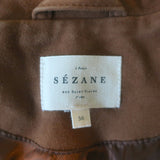 Sezane Zig Biker Jacket Camel Suede Size 36