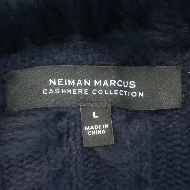 Neiman Marcus Cashmere &amp; Rabbit Fur Draped Cape Jacket Navy Size Large