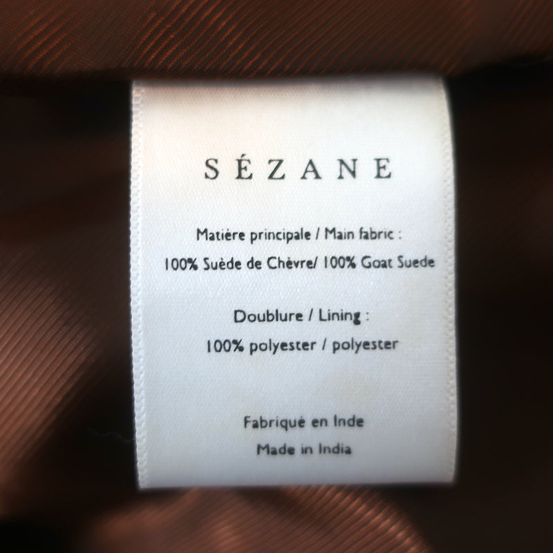 Sezane Zig Biker Jacket Camel Suede Size 36