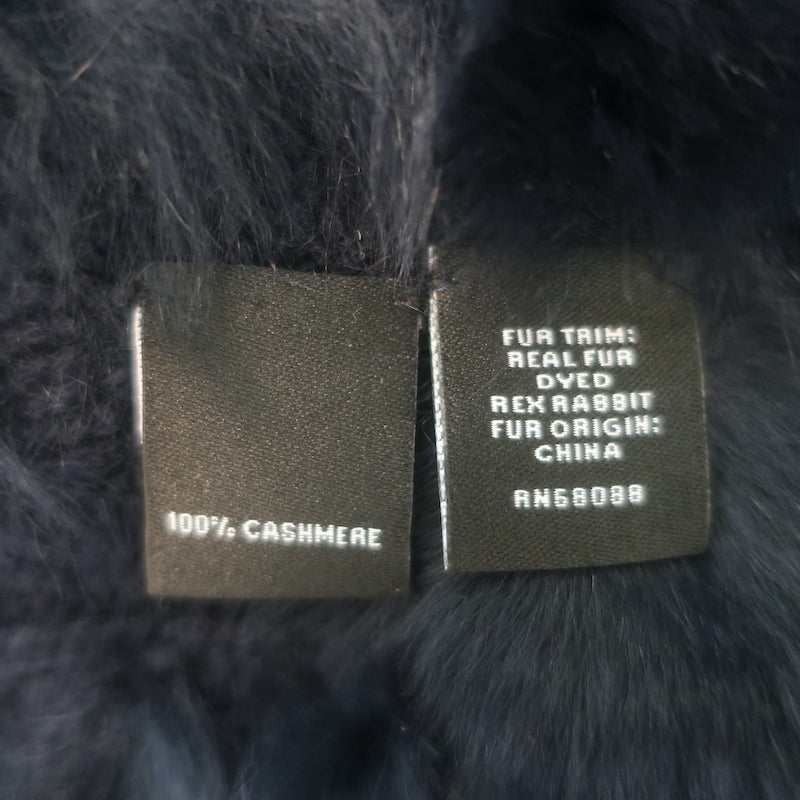 Neiman Marcus Cashmere &amp; Rabbit Fur Draped Cape Jacket Navy Size Large