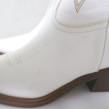 Partlow Abigail 55 Metallic-Embroidered Cowboy Boots White Leather Size 40.5 NEW