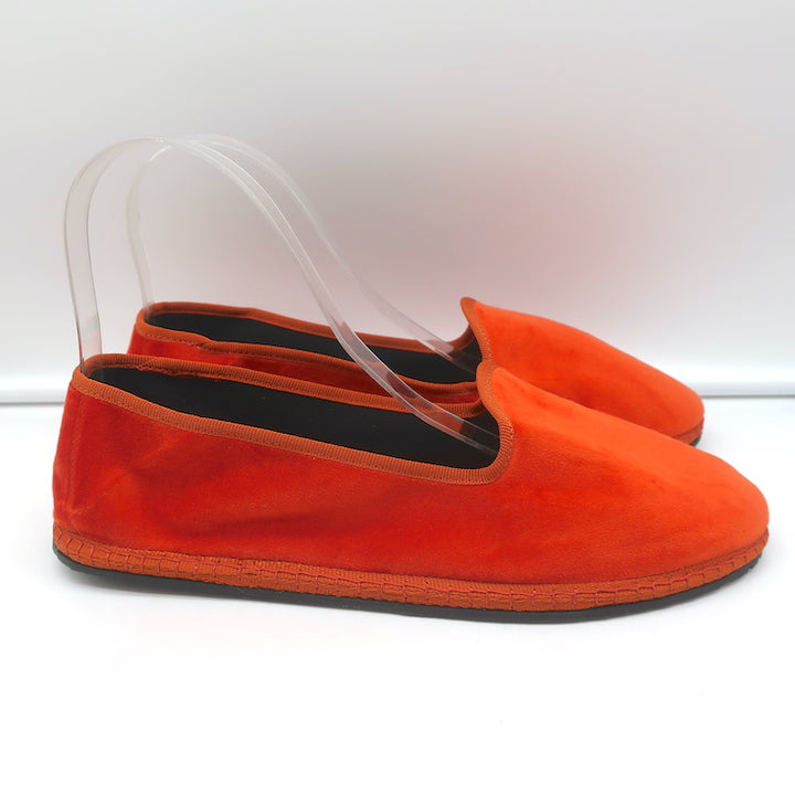 Piedaterre Modigliani Espadrille Flats Orange Velvet Size 42 NEW