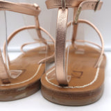 K. Jacques Gina Flat Gladiator Sandals Rose Gold Metallic Leather Size 40