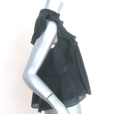 Isabel Marant Etoile Vivia Ruffle Top Black Lace-Trim Cotton Size 34