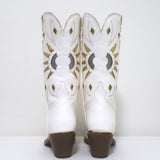 Partlow Abigail 55 Metallic-Embroidered Cowboy Boots White Leather Size 40.5 NEW